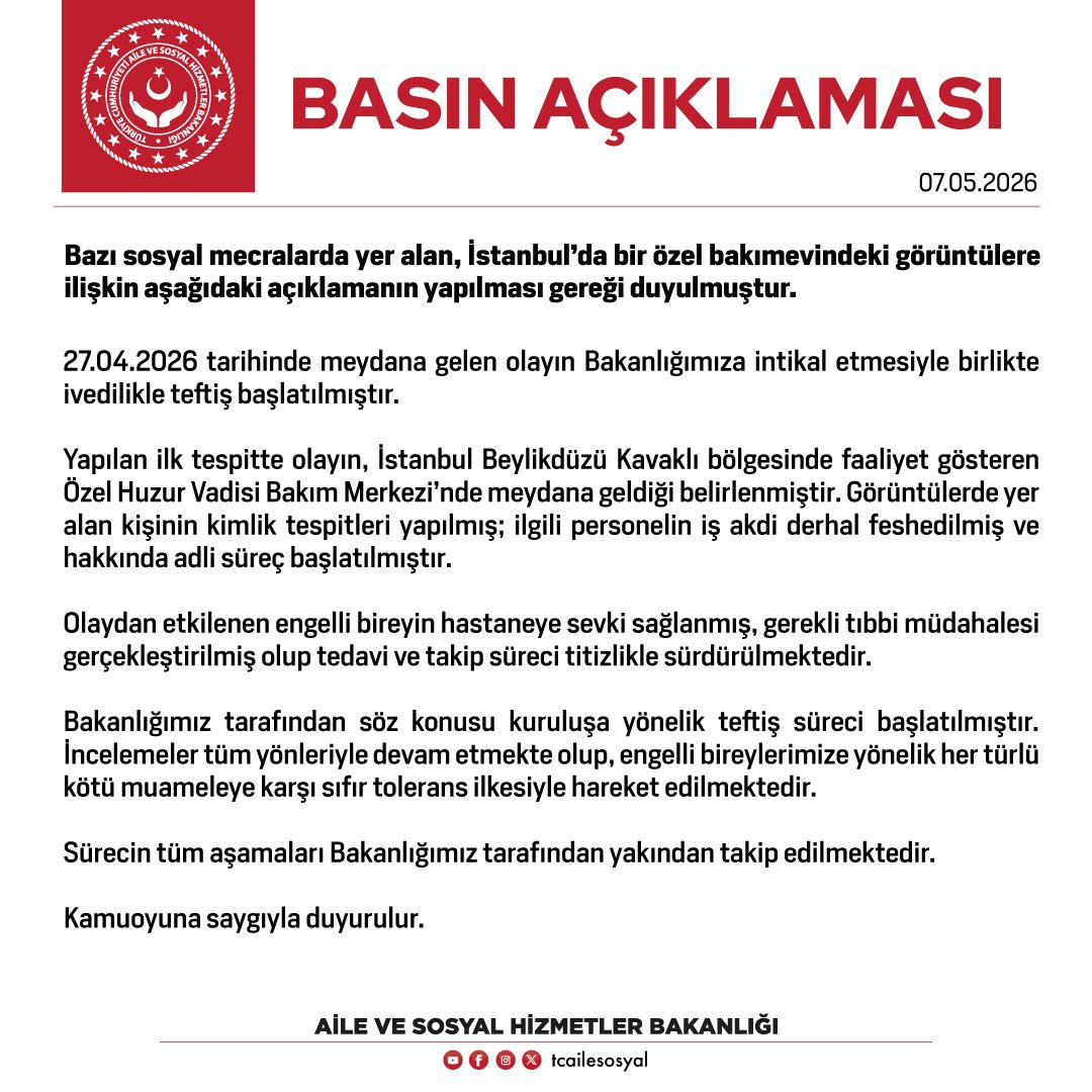T.C. Aile ve Sosyal Hizmetler Bakanlığı tweet media