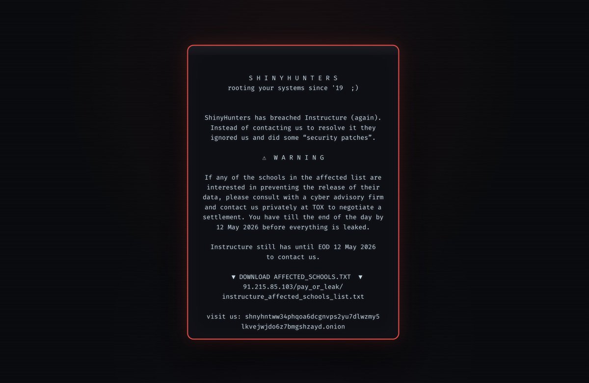 LuisCNews's tweet photo. BREAKING: Northwestern University's Canvas site has been hacked. 

Students are being met with this image when they try to access their accounts. 

A group calling themselves "ShinyHunters" is claiming responsibility for the hack and asking for ransom. https://t.co/e7KcDDfAi9