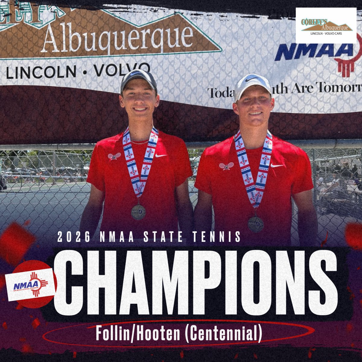 jamesalbaLA's tweet photo. The STATE champs are here!!!🎾🎾
First ever boys tennis state championship in school HISTORY!
“Everything you want is on the other side of hard.” @_NMAA @MrsRonga @nmprepcosports @Cen10Hawks https://t.co/y6uW5th87p