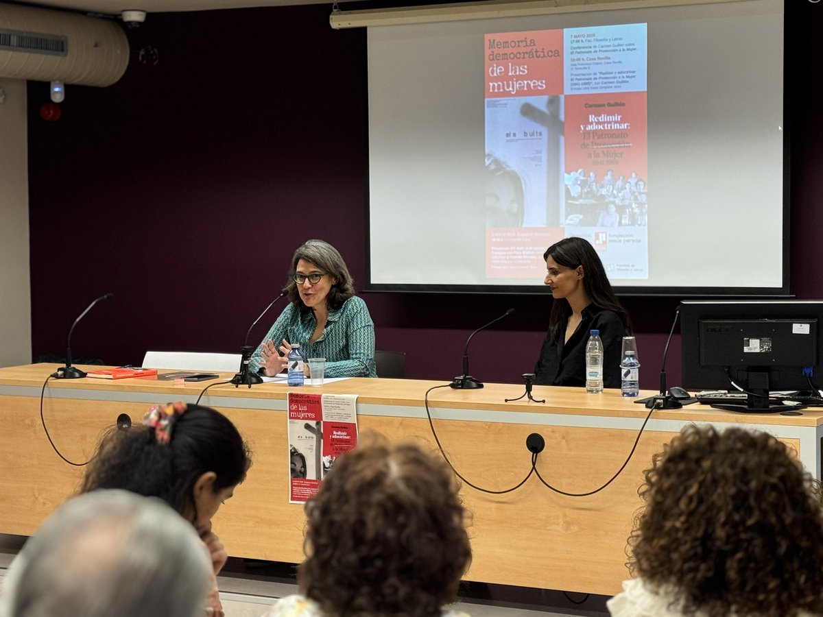 TomaLaPalabraVA's tweet photo. Nuestra portavoz @rocioan ha asistido hoy, en las jornadas organizadas por la @fjpcyl , a la presentación del libro “Redimir y adoctrinar: El Patronato de Protección a la Mujer (1941-1985)”, de Carmen Guillén, en conversación con @mluisalmunicio.

Memoria y reivindicación para seguir visibilizando una de las instituciones más represivas y silenciadas del franquismo contra las #mujeres.
🟣Verdad, justicia y reparación.