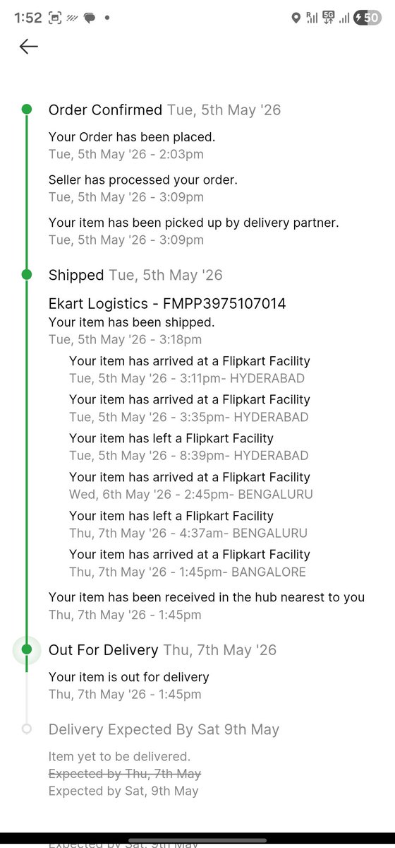 ARBAB_IND's tweet photo. @flipkartsupport Dear @Flipkart&amp; @flipkartsupport
If “Out for Delivery” actually means “Wait the whole day and still get nothing,” then your system is working perfectly 😂

Waited till 11 PM on 7 May but no delivery, and now magically shifted to 9 May. Amazing customer experience once again💩 https://t.co/KmhxUwvKoZ
