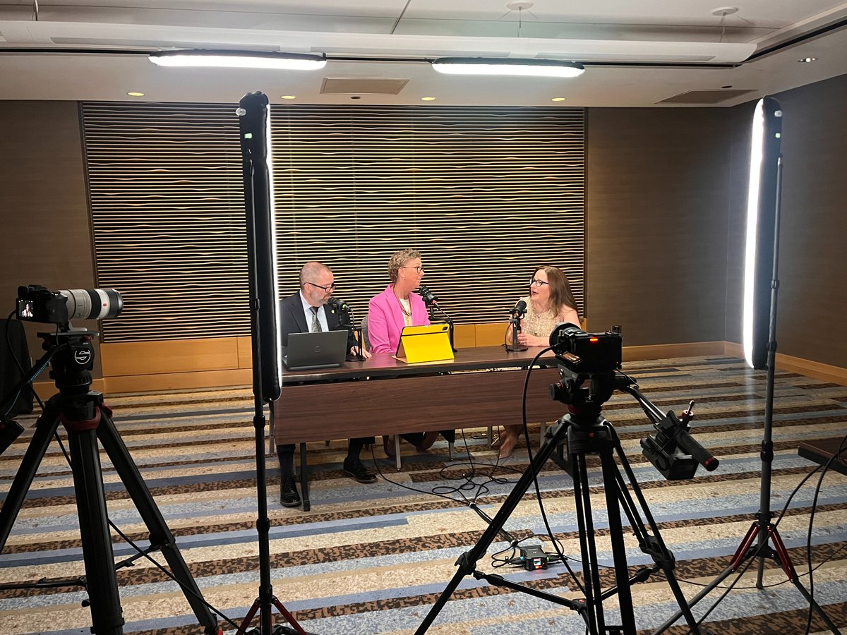 CochlearUS's tweet photo. A behind‑the‑scenes look at Season 3 of our Beyond the Decibels #podcast being recorded at #CI2026Chicago. We have an incredible lineup of hearing care professionals &amp; are capturing actionable conversations on SSD, patient‑centered care, and real‑world clinical insights. https://t.co/2pDU7Oaaph