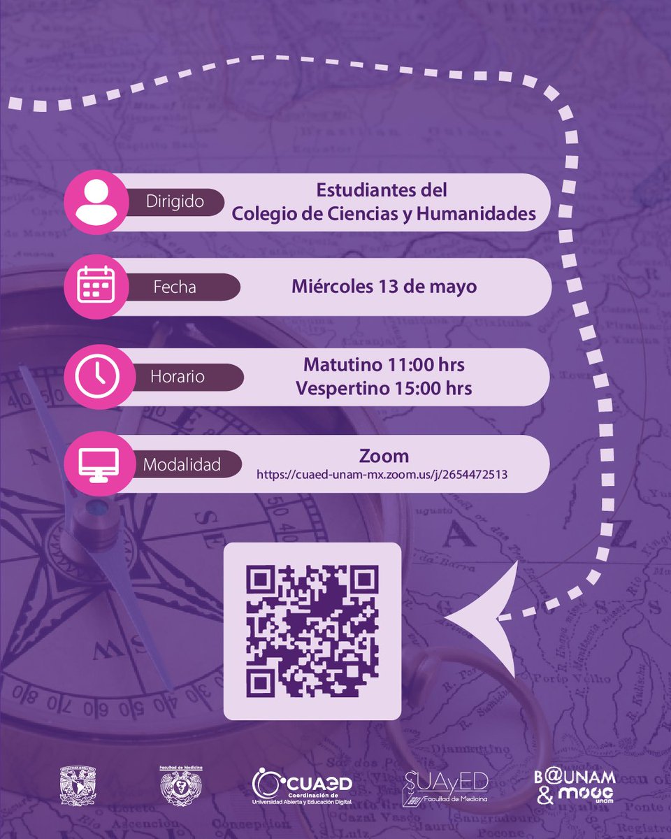 suayedfacmed's tweet photo. 🎓 ¿Te interesa estudiar una licenciatura en la Facultad de Medicina de la UNAM? Asiste a la plática de Comunidad PREMED.

💻 Modalidad: Zoom
📅 Miércoles 13 de mayo
🕚 Horarios: 11:00 h y 15:00 h

@CCHVallejo_Ofi @pulsocchn @cchsur_oficial @CCHOte_UNAM https://t.co/D9KNFmu1Ti