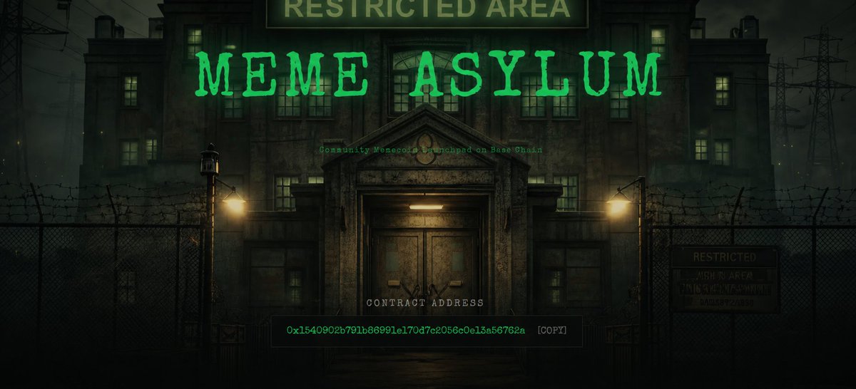 MemeAsylumX's tweet photo. 🚨 The meme coin era was never meant to last forever… until now.

Introducing The Meme Asylum Experiment 🧠🔥

A revolutionary crypto ecosystem where meme tokens are:
✅ Born by the community
✅ Fueled by chaos
✅ Burned systematically
✅ Recycled to create the NEXT viral token

♻️ Every 28 days, the cycle resets.
Powered by:
⚡ Ecosystem Cycle Tokens (ECT)
🔥 Reverse burn mechanics
🧪 Controlled token regeneration
👥 Community-driven meme curation
This isn’t just another meme coin.
It’s a self-sustaining meme economy.
Launching first on @base . Expanding everywhere next. 🌍

$65B + meme market.
Infinite cycles.
Unlimited insanity.

Welcome to the asylum. 🏥🐸
#Crypto #Memecoin #BASE #DeFi #Blockchain