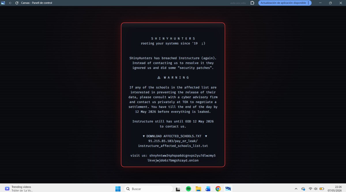 pezdorado_'s tweet photo. UOC hackeada, molt fort @UOCrespon @UOCuniversidad https://t.co/0gZ3DPhLsR