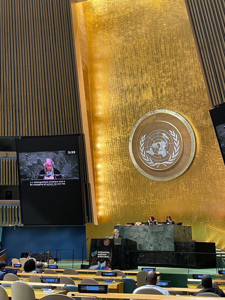 FinlandUN's tweet photo. At #IMRF2026, 🇫🇮 Ambassador for Migration, Tuula Svinhufvud, emphasized that balanced, sustained and mutually beneficial partnerships are pivotal when aiming at preventing irregular migration and forced displacement, and enhancing the cooperation on return and readmission. https://t.co/YxETEJMP0u