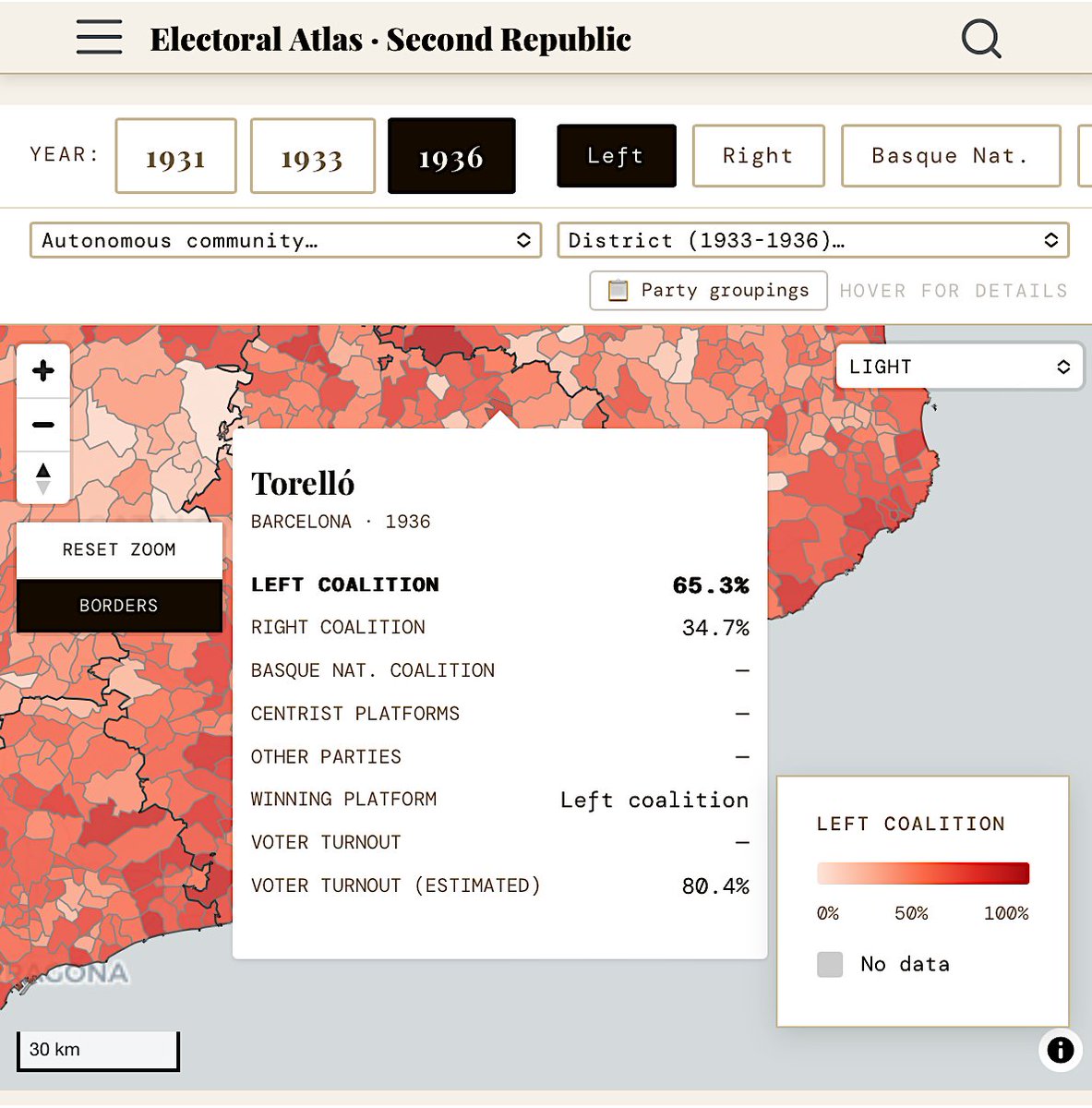 ColEmbat's tweet photo. Bon i meritori estudi sobre el que varen en cada municipi a les eleccions generals de febrer del 1936, a la Segona República fet per investigadors catalans que fan accessibles aquests resultats electorals. 

A les imatges el de Palma, Barcelona i Torelló. https://t.co/h6rFM28SZB
