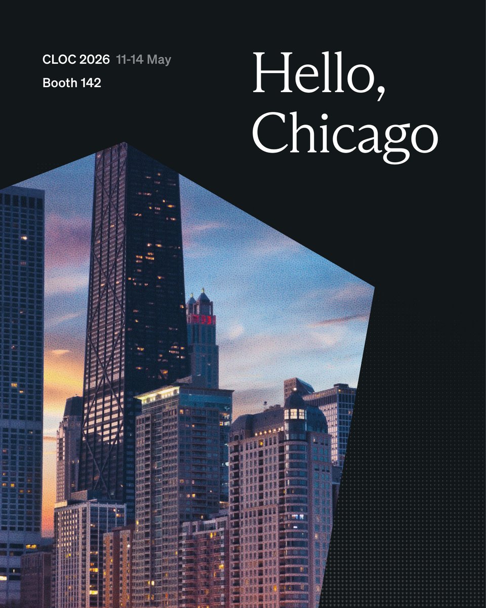 scottastevenson's tweet photo. We’re heading to CLOC Global Institute in Chicago next week.

In-house legal teams are adopting AI faster than we ever expected.

We’ve rolled out Spellbook to many Fortune 100 companies. Legal teams in retail, banking, energy, manufacturing, healthcare, and more.

We'll be demoing live what those workflows look like.