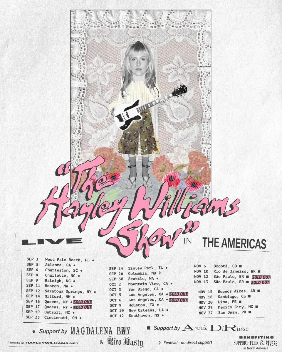 #hayleywilliams anuncia las fechas latinoamericanas del "The Hayley Williams Show" para Noviembre.