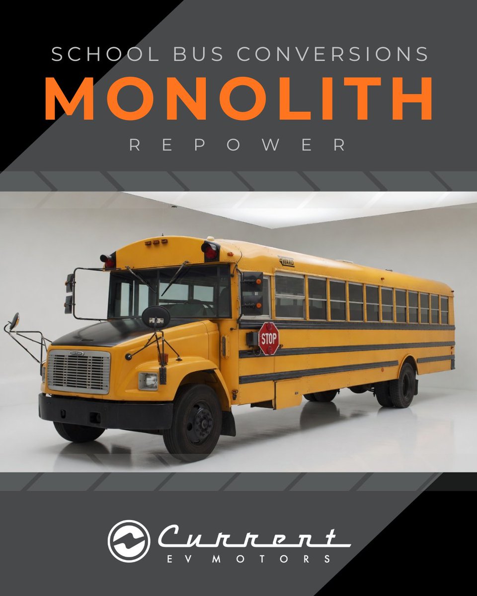 cevmotors's tweet photo. We just changed the game for school buses. 🚌
Electric buses shouldn’t cost $350k to go green. ⚡
Our new repower system makes fleet electrification practical, affordable, and grant-free. 🔋
Powered by our patented #MONOLITH direct-drive system. 🚀
 #SchoolBusEVConversion https://t.co/yt95YRnJIf