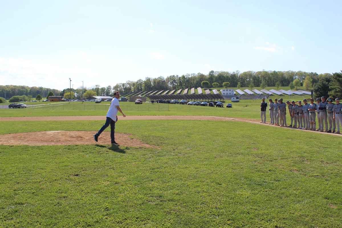 JustinReady's tweet photo. Recently I was invited to throw out the first pitch at one of @CCPS_SCHS home games versus @CCPS_MVHS. It was really great to talk to the players and coaches. Best of all I fired a strike right over the plate…honest….ok…maybe a little high and outside. I don’t think I’ll be making it to the majors but I do love our high school sports scene in #CarrollCountyMD and #Dist5. @ManValAD @schsbaseball