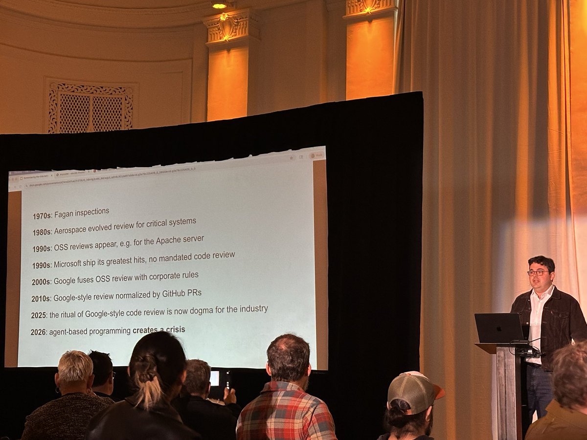 olofj's tweet photo. @davidcrawshaw talking about code review at #DevGuild https://t.co/rqHbGbPdB8