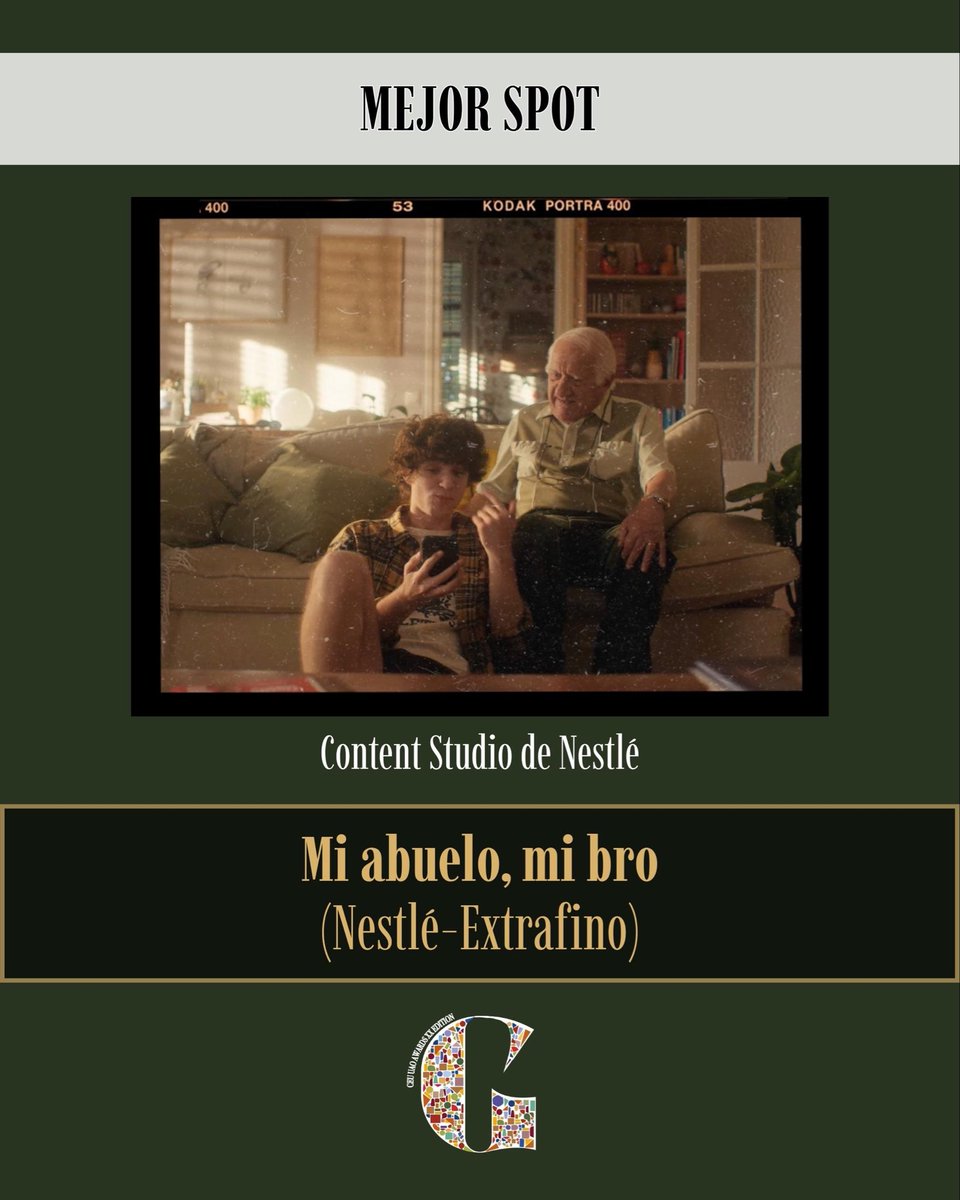 GoliADs's tweet photo. 🏆 Tras las deliberaciones de los AdVids, Conent Studio @Nestle se lleva el GoliAD al Mejor Spot por “Mi abuelo, mi bro”, de Nestlé-Extrafino. 

¡Muchas felicidades!

#GoliADs2026 #ediciónXX #comunicación #agencias #ganadores https://t.co/x6cuH9CXgz