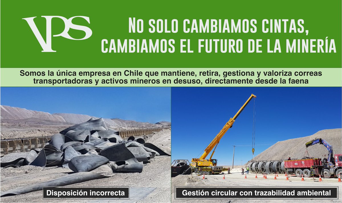 VpsSpa's tweet photo. En @VpsSpa  transformamos activos en desuso en oportunidades para la minería sostenible. +2.500 días sin accidentes CTP, economía circular, menor huella de carbono y trazabilidad certificada ISO 14001:2015. De residuo a recurso. #MineríaSustentable https://t.co/pyfCTlwzFn