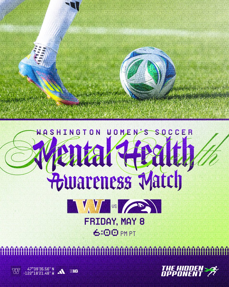 UW_WSoccer's tweet photo. Self care is never selfish 💚

We are partnering with the @hidden_opponent to support Mental Health Awareness during tomorrow’s spring exhibition vs. SPU!

🎟️ FREE ADMISSION https://t.co/ZUaqRpMqzj