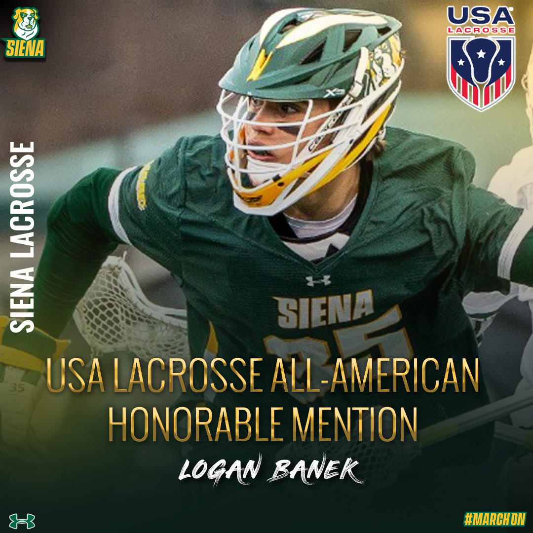 SienaSaints's tweet photo. 🥍 🇺🇸🥍 ALL-AMERICAN STATUS 🟢🟡

Logan Banek earns @USA_Lacrosse All-American Honorable Mention honors 🔥👏

📰 https://t.co/P2rfWkjN4q

#MarchOn x #BringTheJuice x #MAACLAX x #NCAALAX https://t.co/bKyclzmbH0