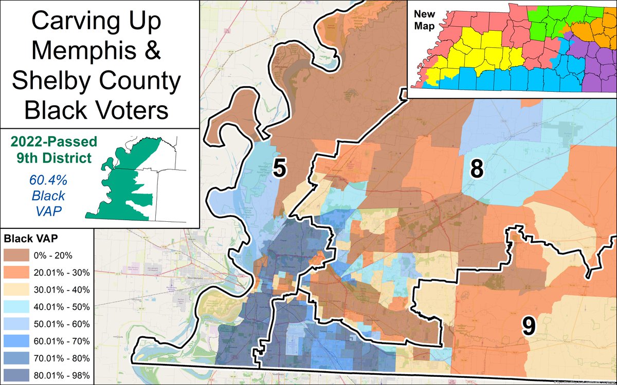 MappingFL's tweet photo. The cracking of Memphis and the Black community

What has happened in Tennessee is exactly why Congress passed Section 2 of the Voting Rights Act to protect minority voters

This will be the first big Callais test in the courts.  If this is allowed to go forward, the VRA is dead. https://t.co/pyaqLgl9oD