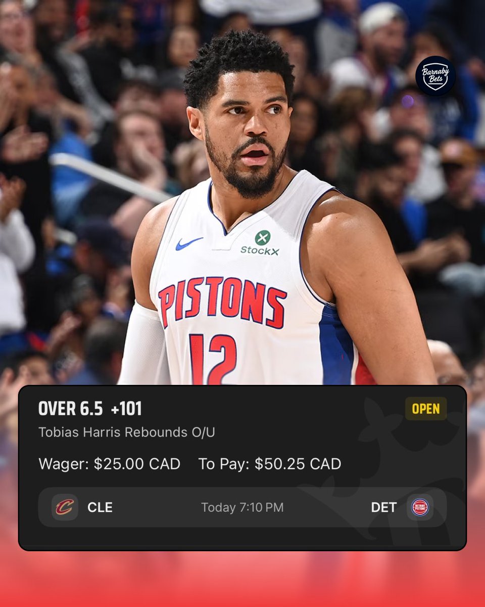 🏀 Barnaby's POTD (May 7)
📝 Tobias Harris Over 6.5 Rebounds

Tail here 👇
bit.ly/4d6IJ4d

📊 <a href="/yourlinemate/">Linemate</a> 

#GamblingX #NBA