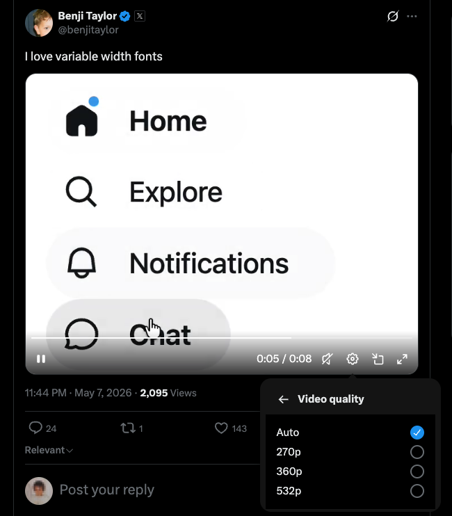 poyhen's tweet photo. @benjitaylor the colors in playback speed and video quality seem to be broken. please fix https://t.co/SFqDyzq25E