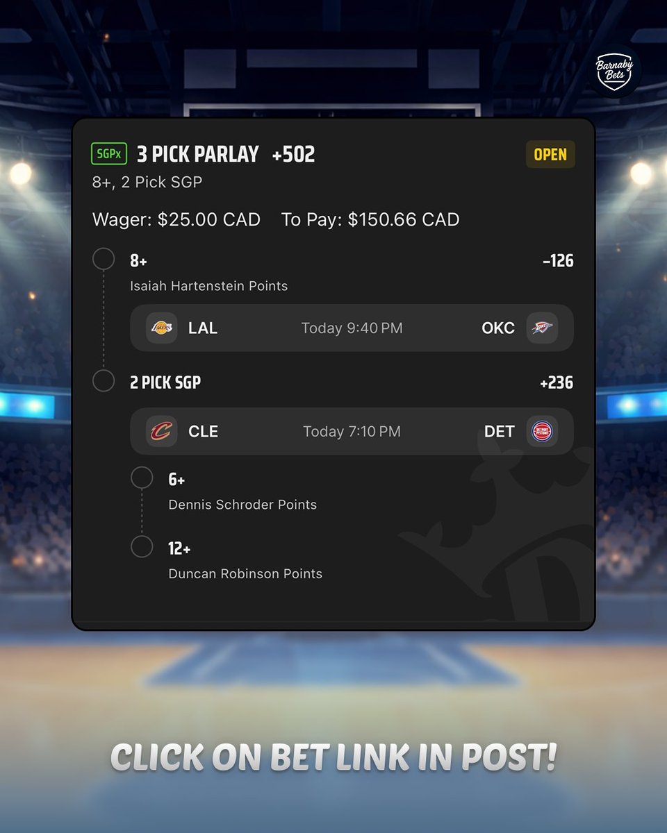 NBA THURSDAY PARLAY +502 🏀🚀

Tail here 👇
bit.ly/4tl4npU

Leave a ❤️ if tailing &amp; follow for more!
📊 <a href="/yourlinemate/">Linemate</a> 

#NBA #GamblingX #GamblingTwitter
