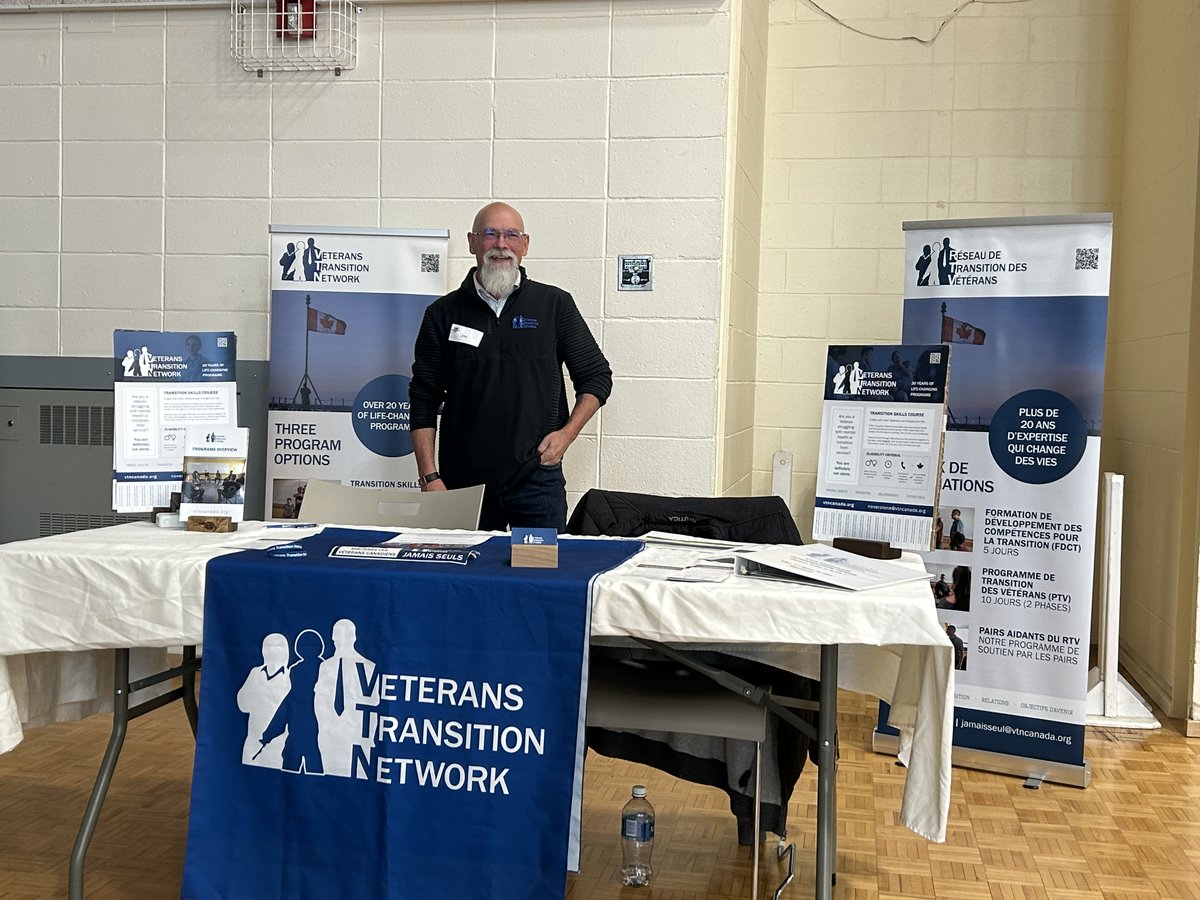 VTNCanada's tweet photo. At the Nova Scotia First Responders Symposium, we were proudly represented by Joe D’Arcy, VTN’s Atlantic Coordinator and a veteran himself.

Events like these help strengthen the connections between military, veteran, and first responder communities while fostering important conversations around mental health, peer support, healing, and access to care. At the VTN, we believe that connection and shared understanding are at the heart of recovery and growth.

Joe continues to be actively involved in supporting veterans throughout the Atlantic provinces. If you would like to learn more about VTN’s programs in the region, we encourage you to contact Joe directly at joe.darcy@vtncanada.org.

#neveralone #novascotia #veterans

Lors du Symposium des premiers répondants de la Nouvelle-Écosse, nous avons été fièrement représentés par Joe D’Arcy, coordonnateur de l’Atlantique du RTV et vétéran lui-même.

Des événements comme celui-ci permettent de renforcer les liens entre les communautés militaires, vétéranes et des premiers répondants, tout en favorisant des discussions essentielles sur la santé mentale, le soutien par les pairs, la guérison et l’accès aux soins. Au RTV, nous croyons que la connexion et la compréhension partagée sont au cœur du rétablissement et de la croissance.

Joe continue de s’impliquer activement auprès des vétérans partout dans les provinces de l'Atlantique. Si vous souhaitez en apprendre davantage sur les programmes du RTV dans la région, nous vous encourageons à communiquer directement avec Joe au joe.darcy@vtncanada.org.

#jamaisseuls #nouvelleecosse