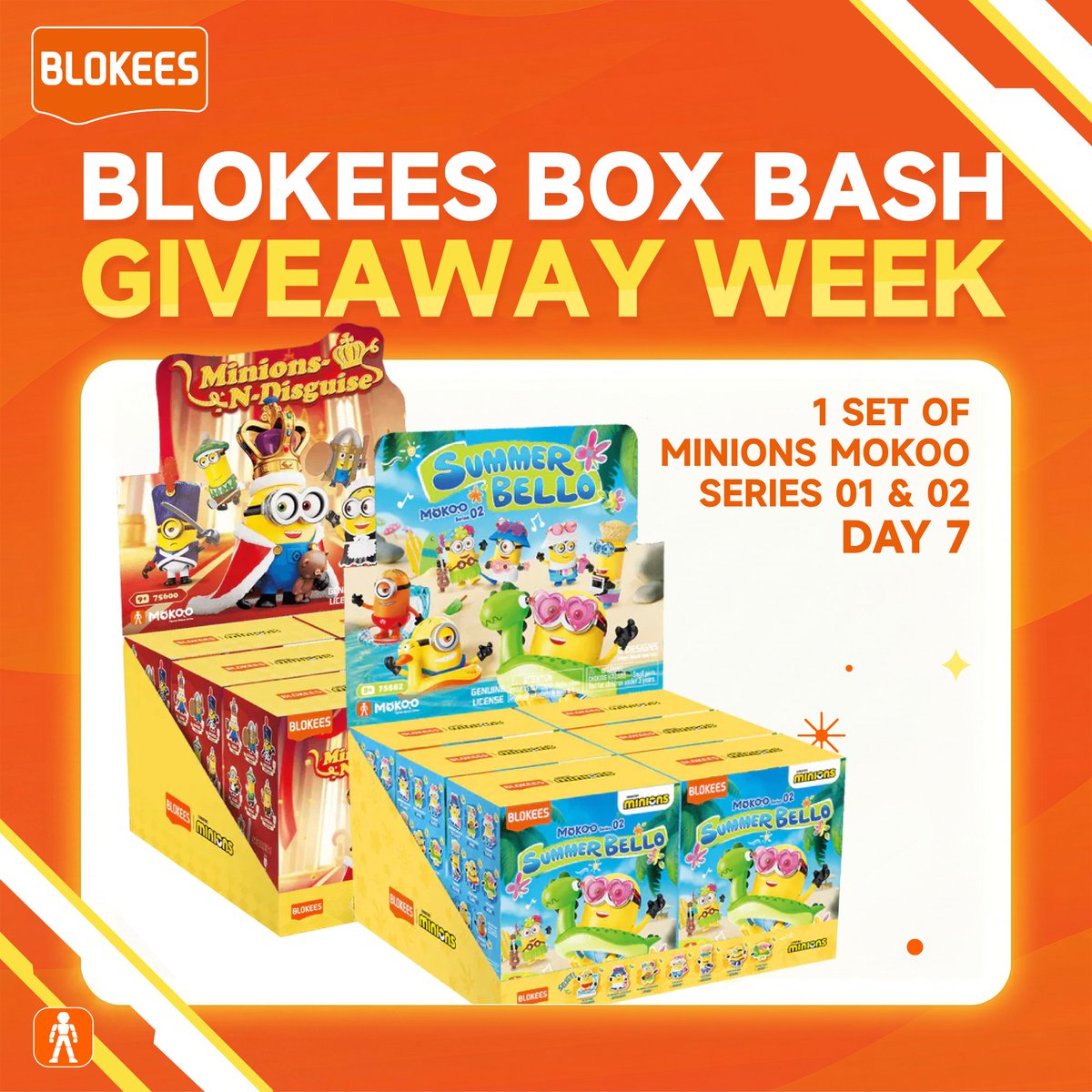 BlokeesUS's tweet photo. 🎁 BLOKEES BOX BASH GIVEAWAY WEEK – DAY 7 🎁
We’re giving away: Minions Mokoo Series 01 N-Disguise &amp; 02 Summer Bello (1 box of each)
Want in? 
👉 Enter here: https://t.co/RirV3y8PTT
⏳ Only 72 hours to enter

#Giveaway #Win #Blokees #Minions https://t.co/6mRtLEG12y