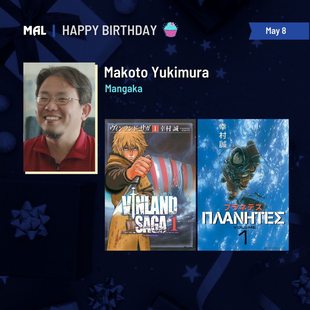 myanimelist's tweet photo. Happy 50th birthday to Makoto Yukimura! 🎂

Full profile: https://t.co/flyrYLZkd5 https://t.co/oOzfa0vq3P