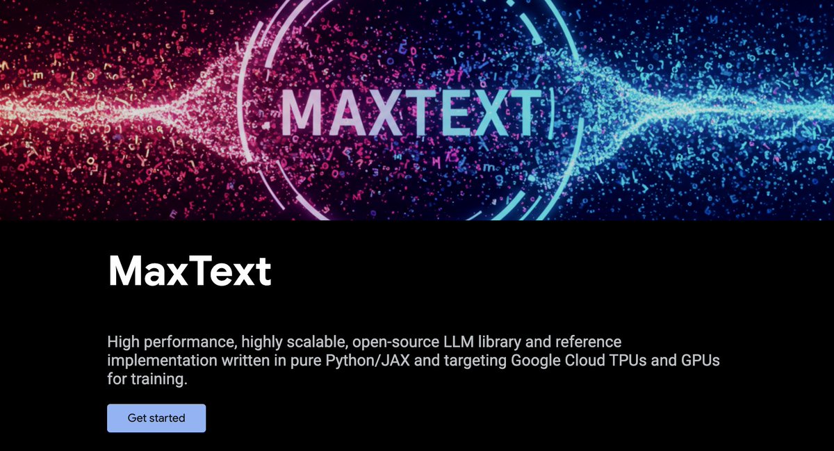 ivnardini's tweet photo. I spent some time testing elastic training capabilities on MaxText recently.

MaxText is Google’s open-source JAX library for the full LLM lifecycle scaling from one host to hundreds of TPU chips.

Pre-train with train method, run SFT/DPO/GRPO in the same package, and serve via vLLM.

It supports several models including Gemma, DeepSeek, Qwen, Kimi and more.

Docs
https://t.co/ppOa6xUMu9

Tutorial coming soon.