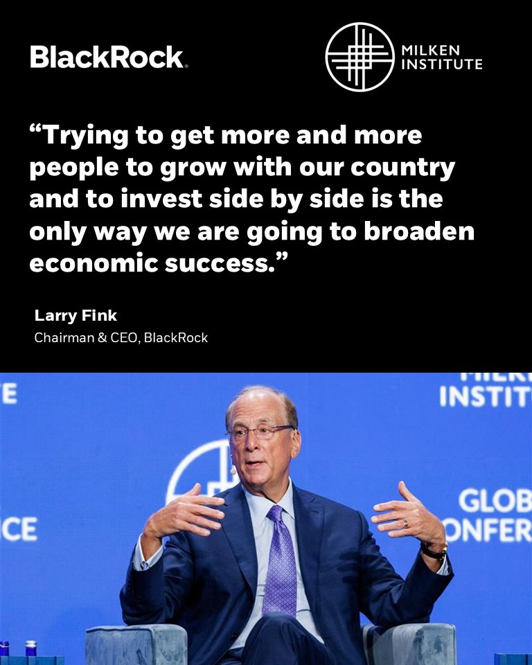 <a href="/MilkenInstitute/">Milken Institute</a> Long-term investing is evolving, reshaping the role of capital markets and private capital in a changing global economy. Larry Fink discussed in a panel moderated by Mike Milken. #MIGlobal

📸: <a href="/MilkenInstitute/">Milken Institute</a>