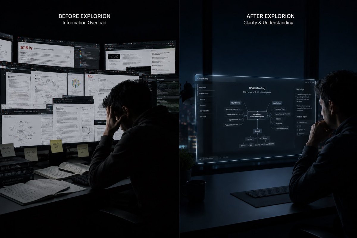 ExplorionHQ's tweet photo. Me opening 27 tabs to understand one topic🤷

“Yeah… I totally get it now.”

Explorion turns everything into one visual understanding.⚡️

@colosseum @solana @SuperteamIN https://t.co/tMaxYKy5sm