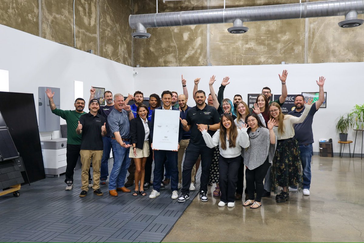 GoodFaithEnergy's tweet photo. Proud to share that Good Faith Energy is one of only four Certified Installers in the Central Region — and one of just two in Texas — recognized by @teslaenergy with this award, contributing toward Tesla’s milestone of 1 million Powerwall installations. We are also honored to be the first installer in the region to receive this recognition.

Great job to everyone at Good Faith Energy for making this possible. This achievement reflects the hard work, dedication, and commitment of our entire team.