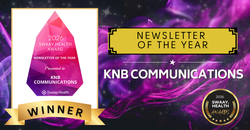 SwaayHealth's tweet photo. Congrats to @KNBComm for winning Newsletter of the Year for KNBeat at #SHL26 🎉

A very well-deserved recognition for one of healthcare’s favorite newsletters.

See all winners:
 https://t.co/foLuHuTquD
#SwaayHealthAwards #SHL26 https://t.co/RxBBl5oVSN