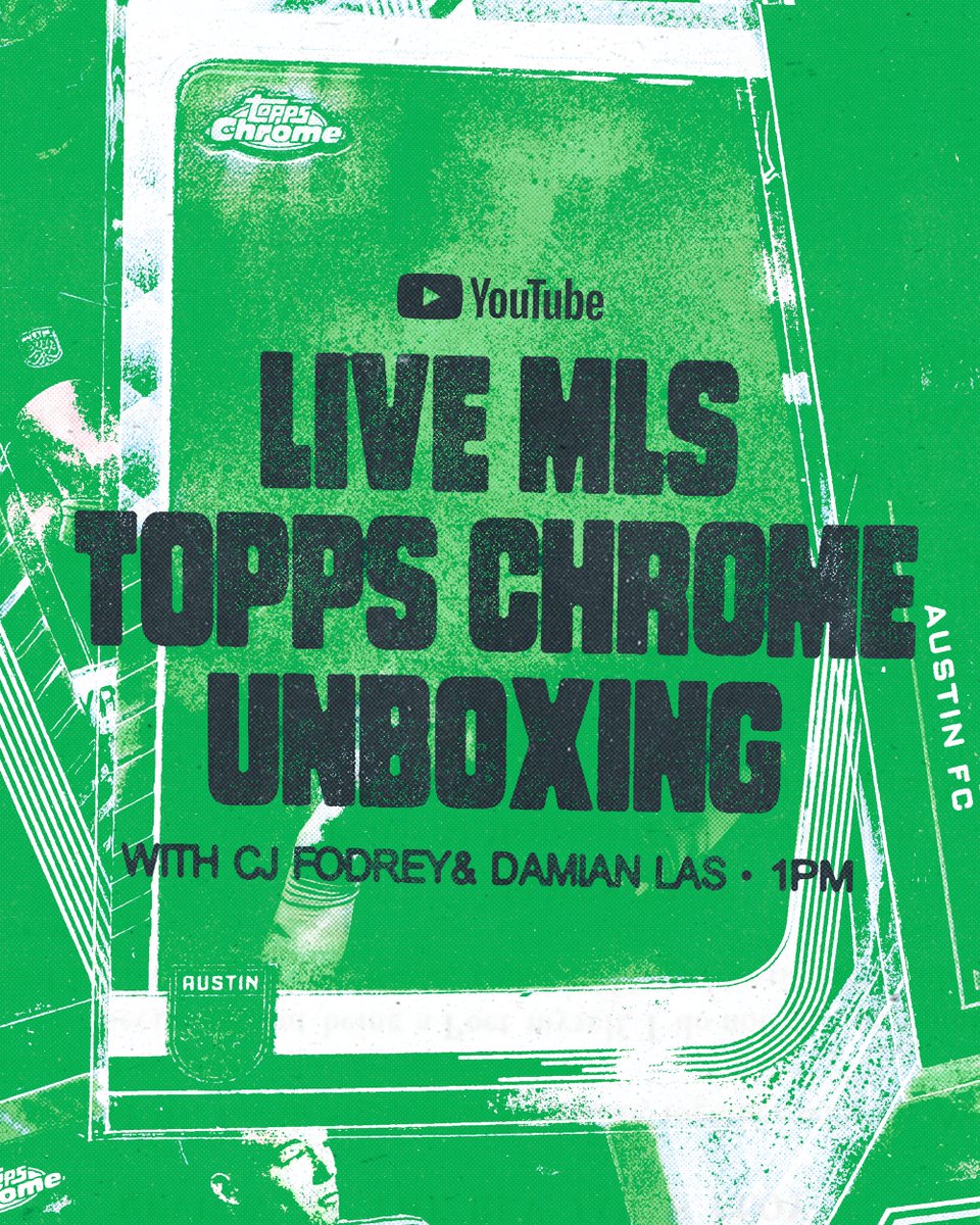 AustinFC's tweet photo. Live rip with @CJFodrey and @_DamianLas! 

Subscribe to our Youtube channel and tune in tomorrow as we open MLS @Topps Chrome Hobby Boxes live!

🎥: https://t.co/hbmssGaCQR https://t.co/3G9Bql7ZhJ