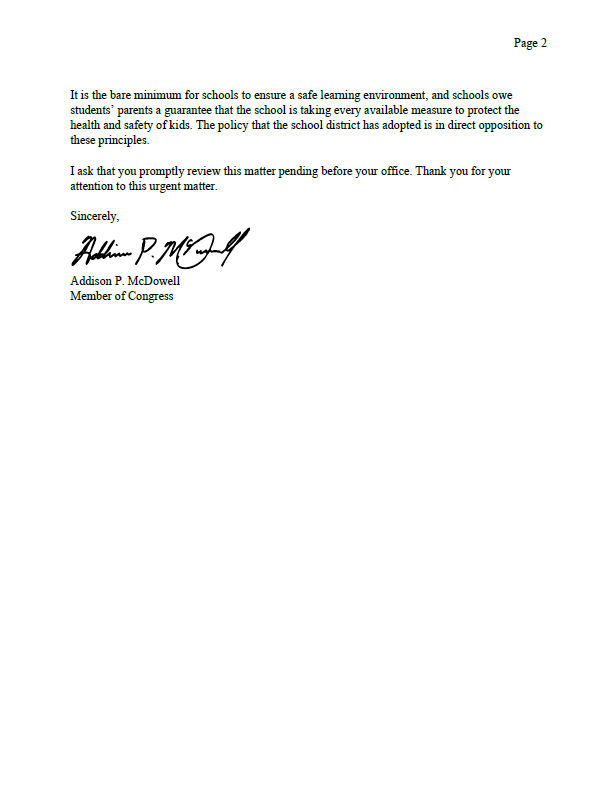 Congressman Addison McDowell tweet media