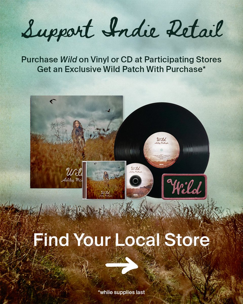 AshleyMcBryde's tweet photo. At select independent record stores, if you buy the cd or vinyl for Wild you also get an exclusive patch too. Nifty, right ?? Check out which stores are doing this 👇 https://t.co/UzcJ9HcZ1X