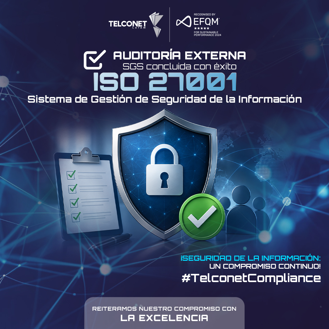🔐 Auditoría superada, compromiso reforzado.
Seguimos elevando nuestros estándares en seguridad de la información con la certificación ISO 27001. 🚀
#TelconetCompliance #ISO27001 #SeguridadDeLaInformación