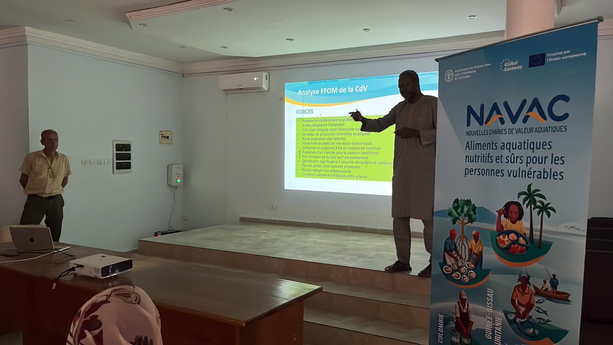 FAOMauritania's tweet photo. Jour 2 de l’atelier à Kaédi 🇲🇷 (6–7 mai 2026) :poursuite de la validation du projet #NAVAC, consacré à l’analyse de la chaîne de valeur des pêcheries du lac de Foum Gleita.
Porté par @FAO avec @DTU &financé par @EU_Partnerships https://t.co/VoJHIw9FV8
