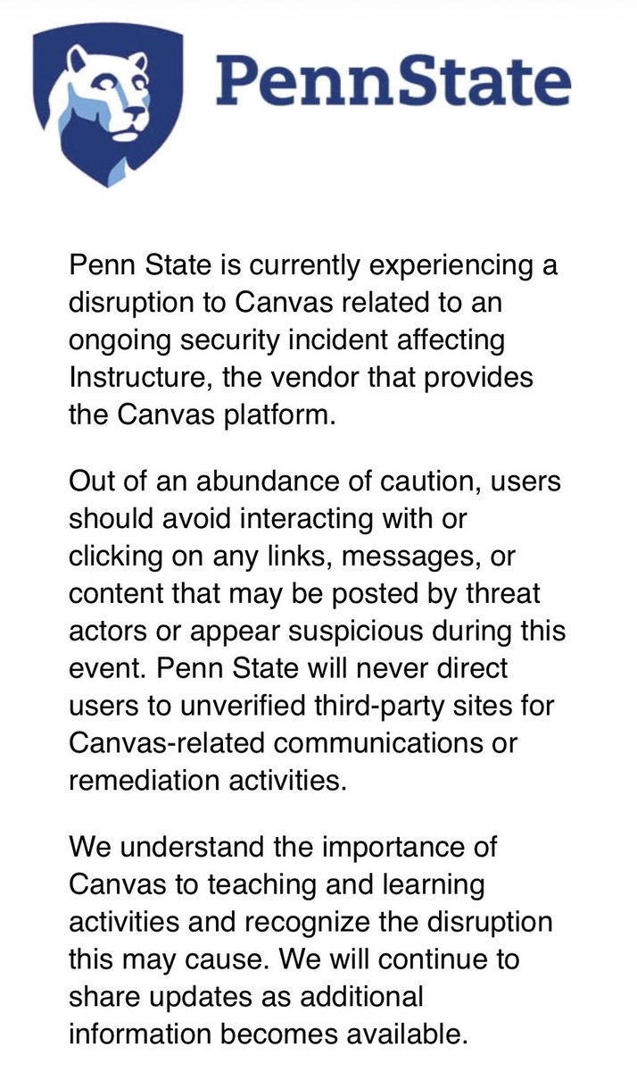For latest updates: status.instructure.com/?utm_source=ch…