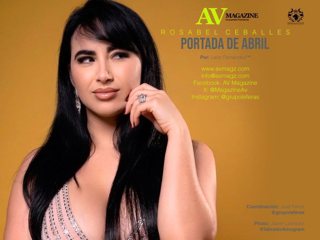 Rosabel Ceballes portada en AV Magazine abril 2026. Mira el reportaje completo aquí: bit.ly/CoverRosabelCe… @dlbnoticias @medianews24press @larepublicainformativa

Portada: @bell_ceballes 
Diseño cover: @leonfernandezoficial
Foto: @labradorkinogram 
Coordinación: @grupoleferas