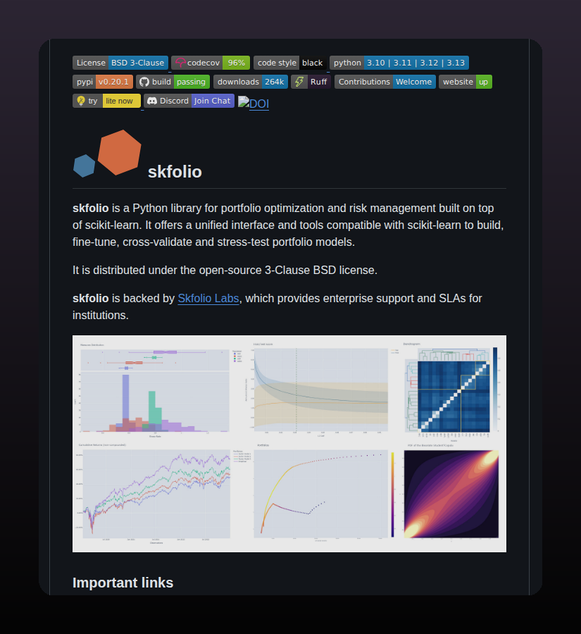 Portfolio optimization and risk management with scikit-learn

github.com/skfolio/skfolio