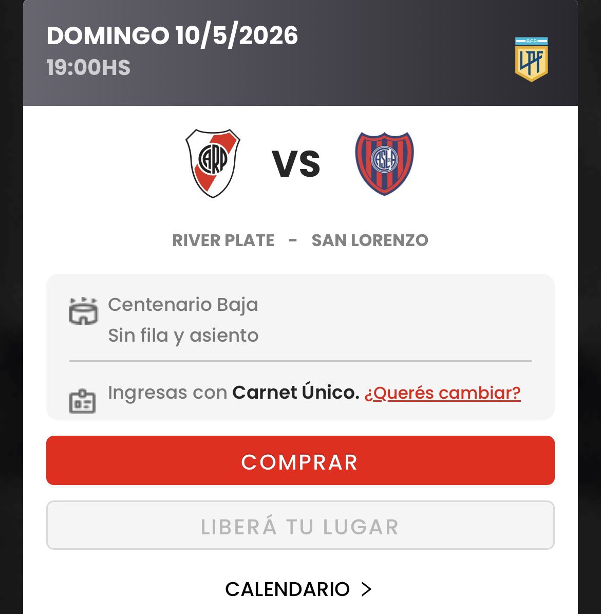 DOMINGO A LA TARDE NO ME IMPORTA NADA ME VOY PARA EL MONUMENTAL