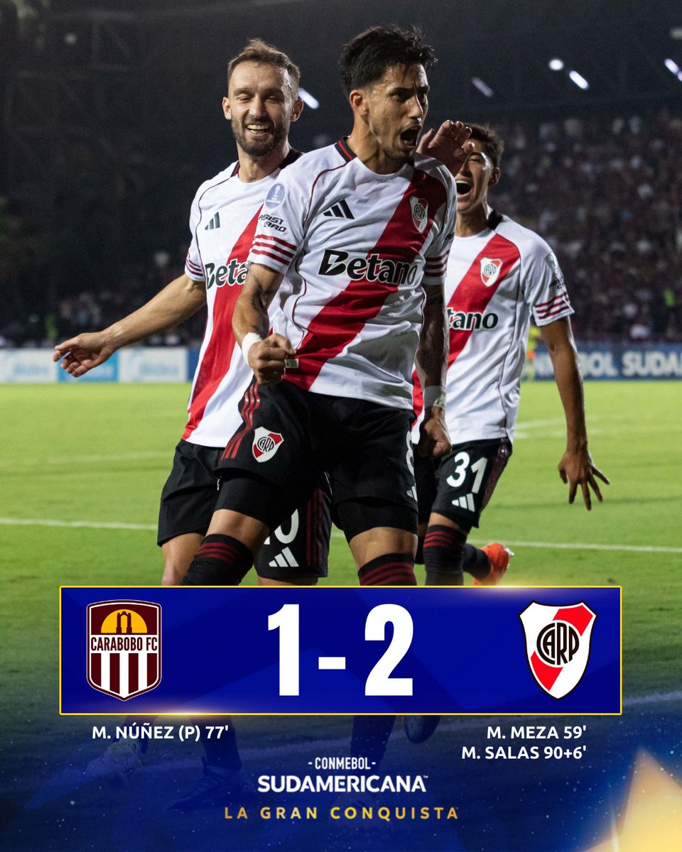 🔝🔴⚪️ ¡Triunfo agónico! <a href="/RiverPlate/">River Plate</a> se lo ganó a <a href="/Carabobo_FC/">Carabobo Fútbol Club</a> en la última jugada

🏆 CONMEBOL #Sudamericana | #LaGranConquista
