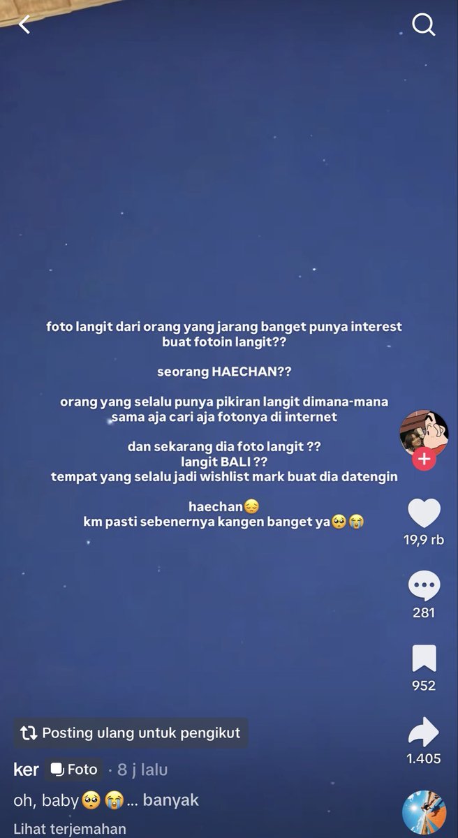 DRAMATIS DAN ALAY. haechan sering foto langit anjir, gausah sangkut pautin mulu tiap haechan update sama orang lain????  Plis deh