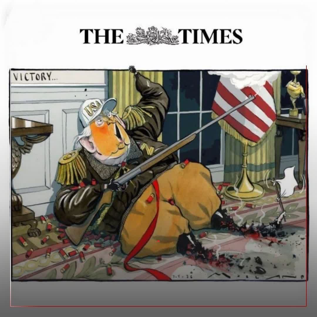 nialajan's tweet photo. The Times cartoon about Trump's claim of "victory" in the war 

#War

#Iran_is_superpower https://t.co/ICCouPk1DS