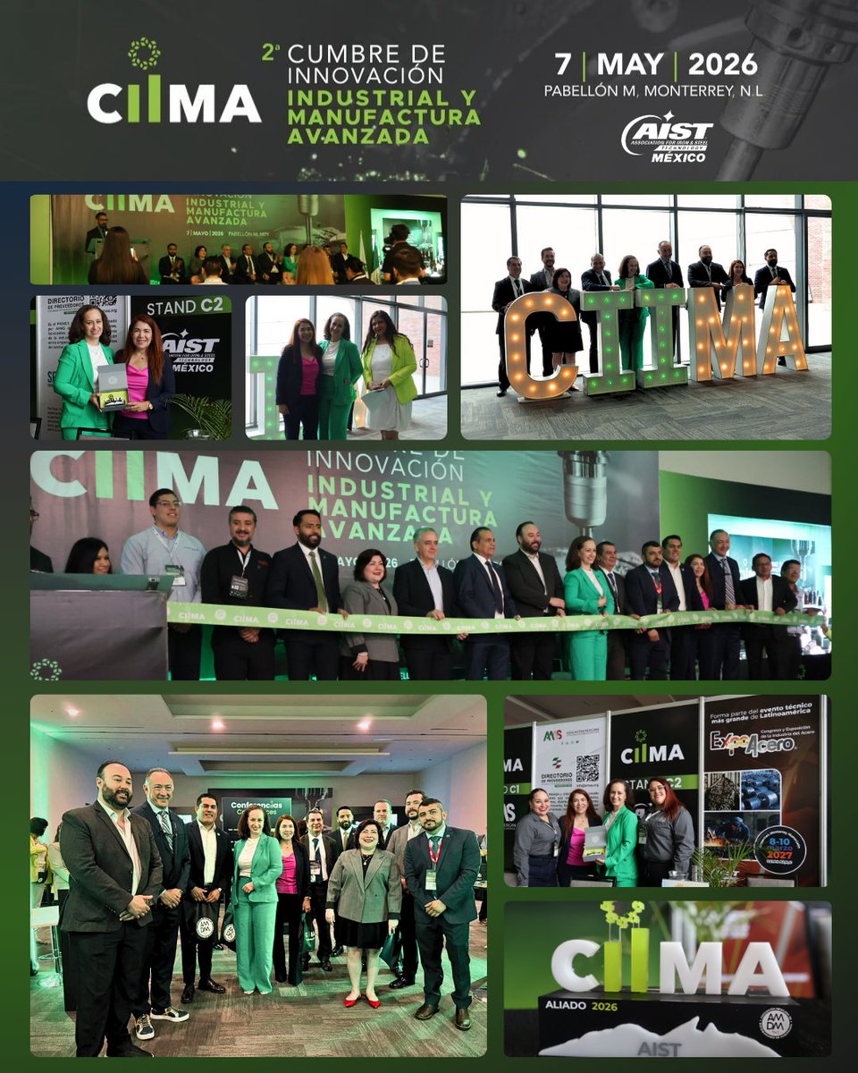 aistmx's tweet photo. AIST México presente en el corte de listón de la 2da Cumbre de Innovación Industrial y Manufactura Avanzada CIIMA 2026 ✳️⚙️

🫵🏼Vísitanos en el Stand C2 para conocer todo lo que te espera en ExpoAcero 2027🔥 😉 

https://t.co/IJqrPDxoX8
#ciima #aistmx #strategicpartners #mty https://t.co/MXciSBGAwQ
