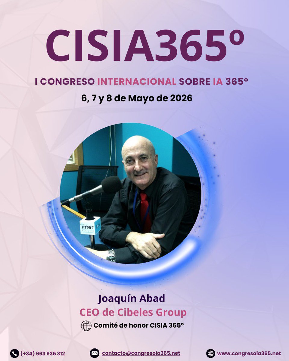CibelesGroup's tweet photo. 🗓️ Segundo día de CISIA 365º 🤖, el I Congreso Internacional sobre IA 365º 🌐 patrocinado por Cibeles Group 👨🏼‍💻 https://t.co/NXPMHEkCOR