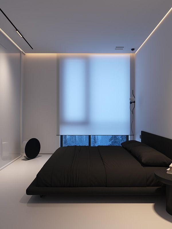 HOUSEPORN___'s tweet photo. the contrast between these white walls and that black bed should be illegal 😭 https://t.co/aeVXORYZhG