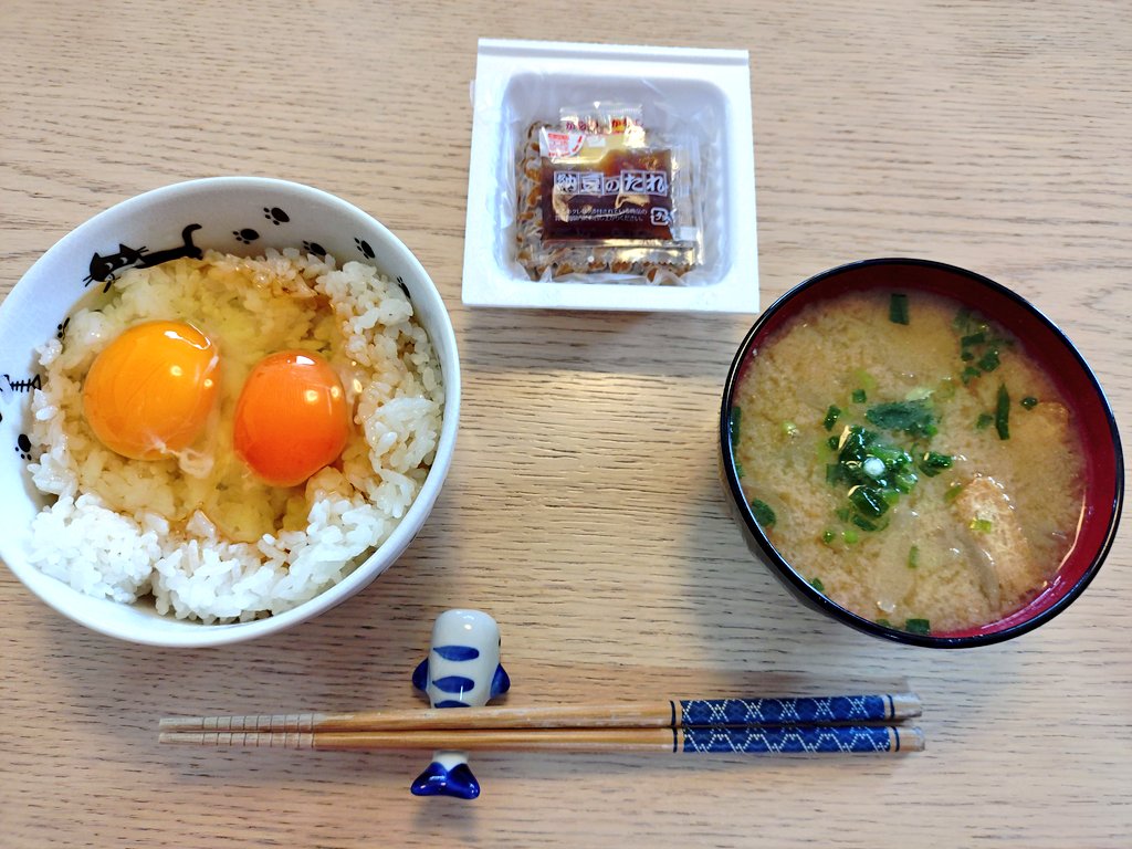 W玉子かけご飯＆納豆！🥚😸🥚
