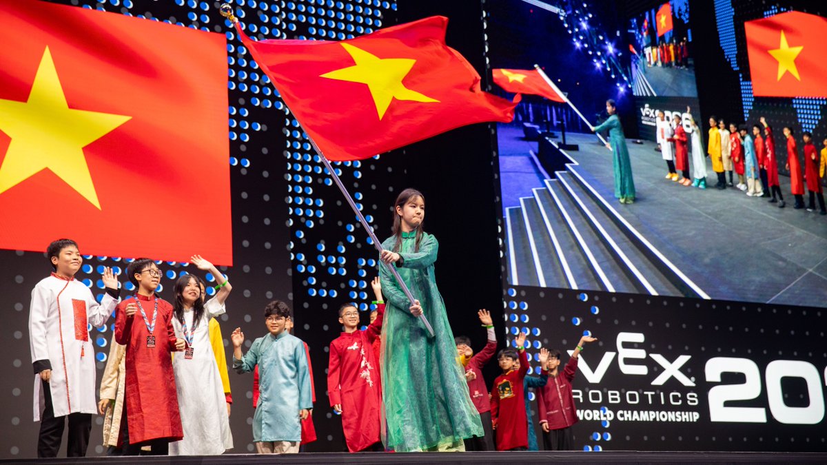 VEXRobotics's tweet photo. Each year, #VEXWorlds brings together teams from across the globe to share in the common language of robotics! 🌎🤖 Thank you and congrats to all of our international teams for journeying to St. Louis and sharing your perspectives and enthusiasm for robotics! https://t.co/mvxfbW4wKm