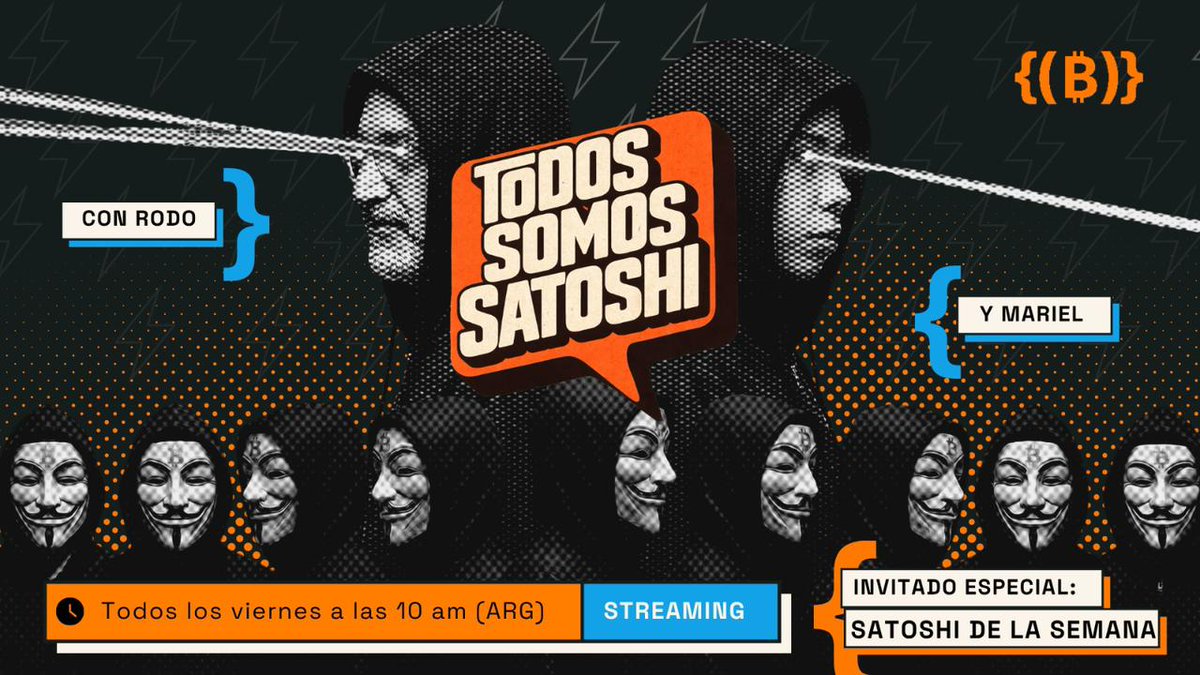 RodolfoBits's tweet photo. UN PODCAST SOBRE BITCOIN DIFERENTE

En TODOS SOMOS SATOSHI, cada Viernes a las 10 AM de Argentina, entre @Mariellangsaez y @rodolfoBits le ponemos un poco de humor, música y análisis técnico a las principales noticias sobre Bitcoin de la semana.

Además cada viernes un nuevo Satoshi es panelista: Este viernes @LOReBitcoin, la OG Mexicana que fundó el primer Bar Bitcoiner de su país cuando casi nadie hablaba aún de BTC.

No te pierdas el próximo programa y prepararte para reirte y participár en vivo por el X de @BitcoinAR o el canal de https://t.co/jkMh7jZsOI.